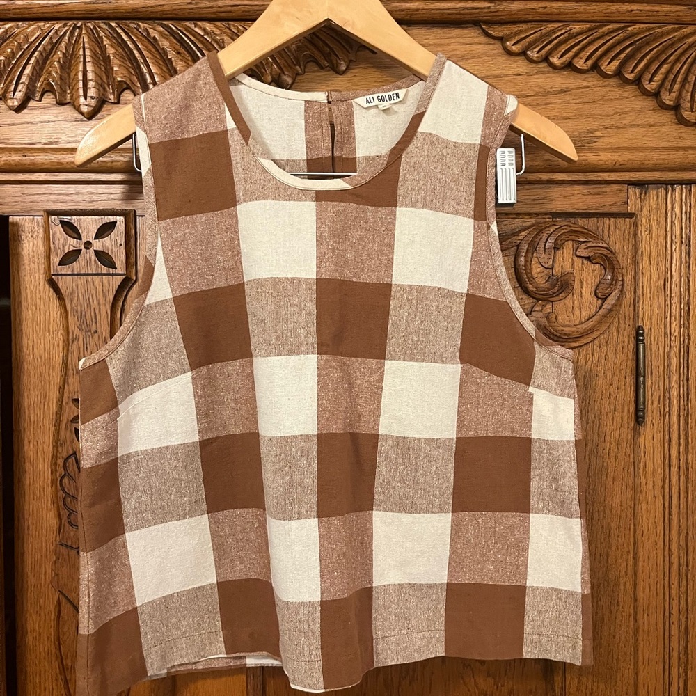 Ali Golden Gingham Top